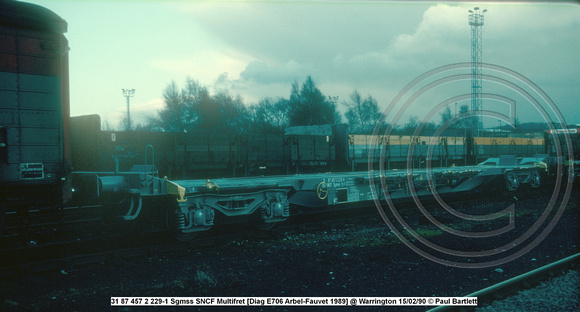 31 87 457 2 229-1 Sgmss SNCF Multifret [Diag E706 Arbel-Fauvet 1989] @ Warrington 90-02-15 © Paul Bartlett w