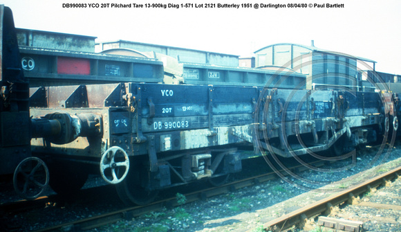 DB990083 YCO 20T Pilchard Tare 13-900kg Diag 1-571 Lot 2121 Butterley 1951 @ Darlington 80-04-08 © Paul Bartlett W