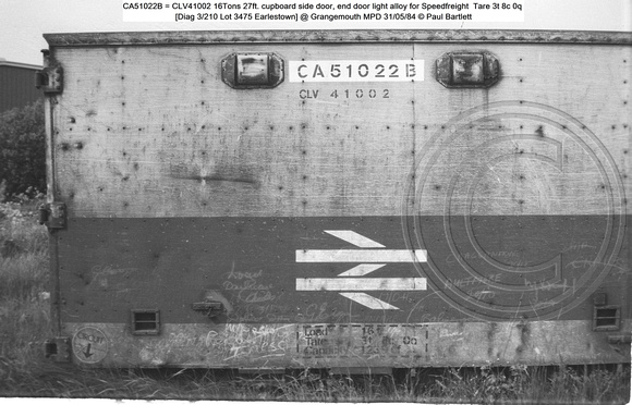 CA51022B = CLV41002 Speedfreight Diag 3-210 @ Grangemouth MPD 84-05-31 © Paul Bartlett [110w]