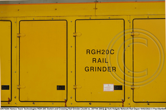 DR79264 Harsco Track Technologies RGH-20C Switch and Crossing Rail Grinder [ build no. 257744 2003] @ York Holgate Network Rail Depot 2022-02-10 © Paul Bartlett [7w]