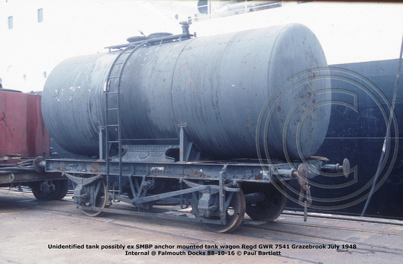 Unidentified tank Regd GWR7541Internal @ Falmouth Docks 88-10-16 © Paul Bartlett w