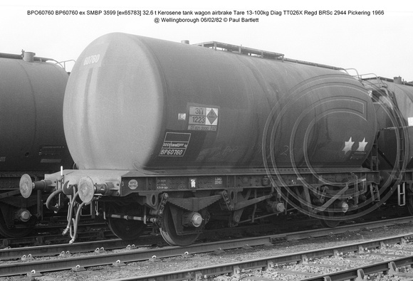 BPO60760 BP60760 ex SMBP 3599 [ex65783] Kerosene tank wagon [Diag TT026X  @ Wellingborough  82-02-06 © Paul Bartlett w