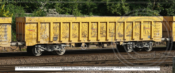 31 70 5992 046-0 IOA(E) Ealnos Network Rail Mussel Bogie Open Box Wagon [Greenbrier 2009] @ Holgate Junction 2022 05-17 © Paul Bartlett w