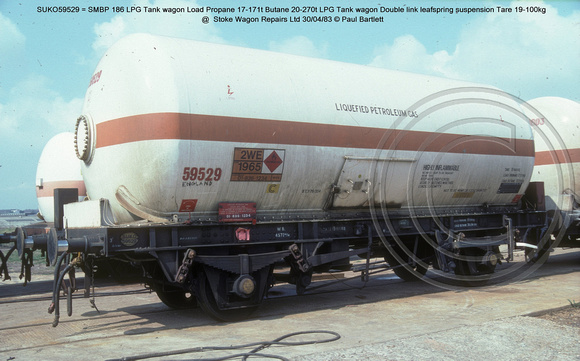SUKO59529 [= SMBP 186] LPG Tank wagon @  Stoke Wagon Repairs Ltd 83-04-30 � Paul Bartlett w