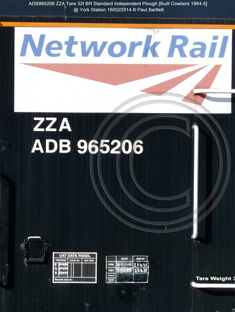 ADB965206 ZZA snowplough @ York Station 2014-02-16 � Paul Bartlett [19w]