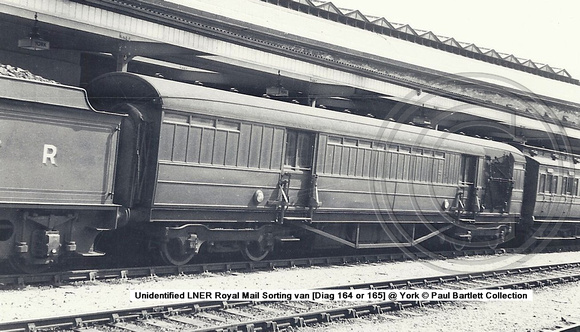 Unidentified LNER Royal Mail Sorting van [Diag 164 or 165] @ York � Paul Bartlett Collection w