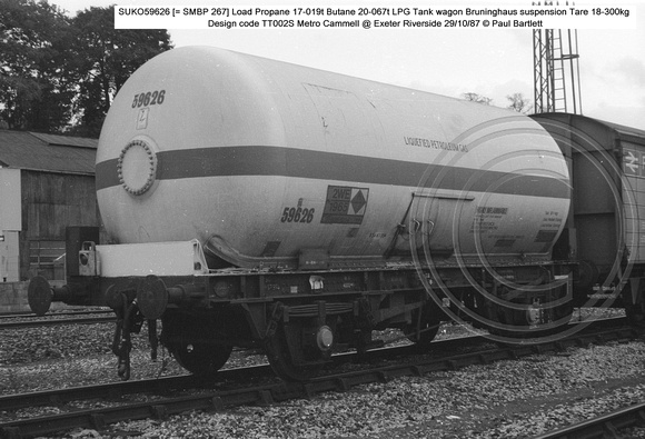 SUKO59626 [= SMBP 267] LPG Tank wagon @ Exeter Riverside 87-10-29 � Paul Bartlett [2w]