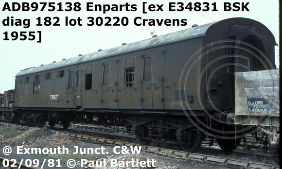 ADB975138 Enparts at Exmouth Junct. C&W 81-09-02
