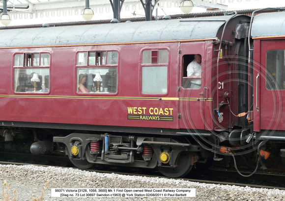 99371 Victoria [3128, 1058, 3600] Mk 1 1st Open West Coast @ York Station 2011-08-02 � Paul Bartlett [2w]