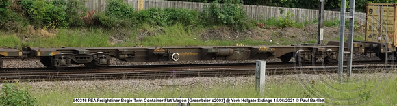 640316 FEA Freightliner Bogie Twin Container Flat Wagon [Greenbrier c2003] @ York Holgate Sidings 2021-06-15 © Paul Bartlett w
