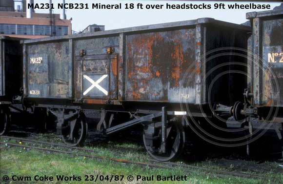 MA231  NCB231 Cwm coke works internal user mineral wagons