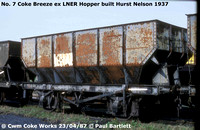 7 Coke Breeze ex LNER hopper Hurst Nelson 1937 Cwm coke works internal user mineral wagons