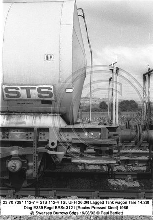 23 70 7397 112-7 = STS 112-4 TSL UFH Lagged Tank wagon @ Swansea Burrows Sdgs 92-08-19 � Paul Bartlett [7w]