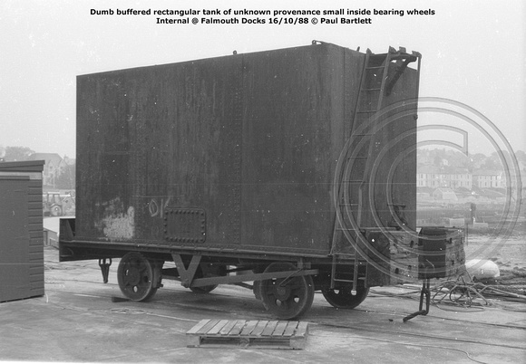 Dumb buffered rectangular tank Internal @ Falmouth Docks 88-10-16 © Paul Bartlett [3w]
