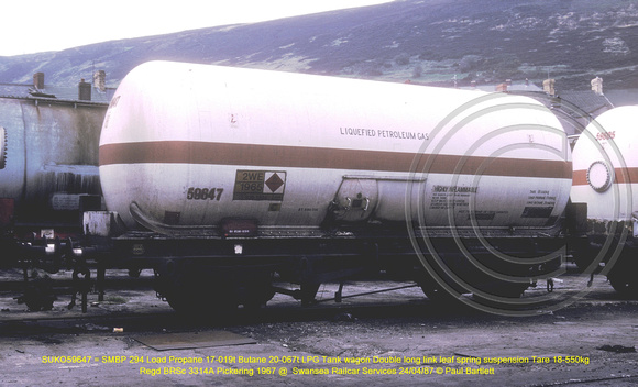 SUKO59647 = SMBP 294 LPG Tank wagon @  Swansea Railcar Services 87-04-24 � Paul Bartlett w