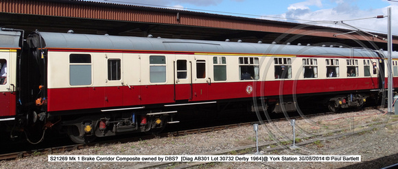 S21269 Mk 1 Brake Corridor Composite @ York Station 2014-08-30 � Paul Bartlett [2w]
