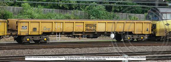 NLU29331 64.0t Network Rail Bogie Ballast Wagon Tare 26.000kg [design code JNO60A Astro Vagone 2003-4] @ York Holgate Sidings 2022-05-22 © Paul Bartlett w