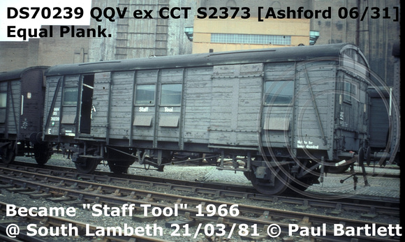 DS70239 ex S2373  QQV at South Lambeth 81-03-21