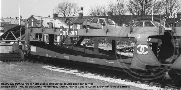RLS92022 PQA Cartrain @ Luton 84-04-13 © Paul Bartlett w
