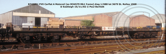 B745001 FVX Carflat A Motorail @ Eastleigh 82-11-15 © Paul Bartlett w