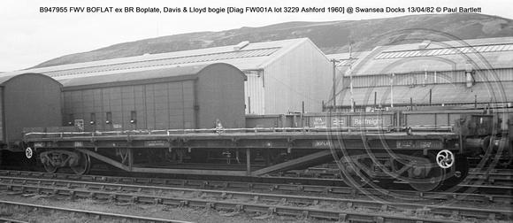 B947955 FWV BOFLAT ex BR Boplate, Diag FW001A@ Swansea Docks 82-04-13 © Paul Bartlett w