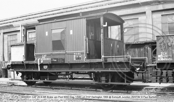 B950931 CAPBrake van  Diag 1-506 @ Exmouth Junction C&W 82-07-26 © Paul Bartlett w
