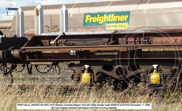 NR97128 ex JARV97128 KRA Sleeper Carrying Wagon @ York Holgate Network Rail Depot 2014-07-27 � Paul Bartlett [04w]