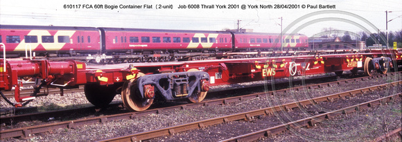 610117 FCA 60ft Bogie Container Flat (2-unit) @ York North 2001-04-28 © Paul Bartlett w