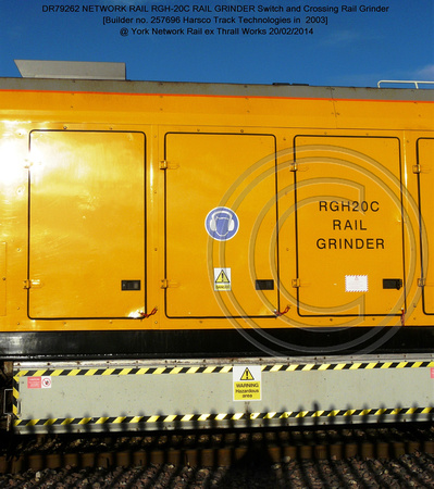 DR79262 Harsco Switch & Crossing Rail Grinder @ York NR Thrall Works 2014-02-20 [06w]