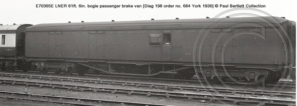 E70365E LNER 61ft. 6in.  passenger brake van Diag 198  � Paul Bartlett Collection w