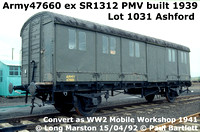 MoS Mobile railway workshop ex SR PMV & vans