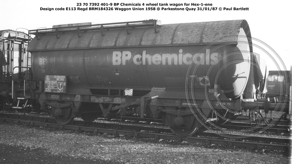 23 70 7392 401-9 BP Chemicals @ Parkestone Quay 87-01-31 © Paul Bartlett w