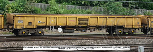 NLU29328 64.0t Network Rail Bogie Ballast Wagon Tare 26.000kg [design code JNO60A Astro Vagone 2003-4] @ York Holgate Sidings 2022-05-22 © Paul Bartlett w
