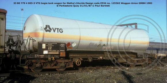 33 80 779 4 003-3 VTG Methyl Chloride @ Parkestone Quay 87-01-31 © Paul Bartlett w