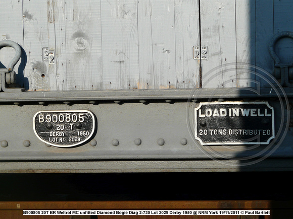 B900805 20T BR Weltrol MC unfitted Diamond Bogie Diag 2-730 Lot 2029 Derby 1950 @ NRM York 2011-11-19 © Paul Bartlett [5w]