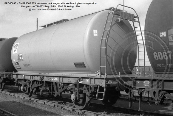BPO60695 = SMBP3562 TTA Kerosene tank Design code TT026X @ Hoo Junction 82-10-03 © Paul Bartlett w