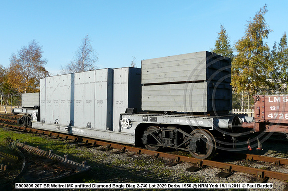 B900805 20T BR Weltrol MC unfitted Diamond Bogie Diag 2-730 Lot 2029 Derby 1950 @ NRM York 2011-11-19 © Paul Bartlett [2w]