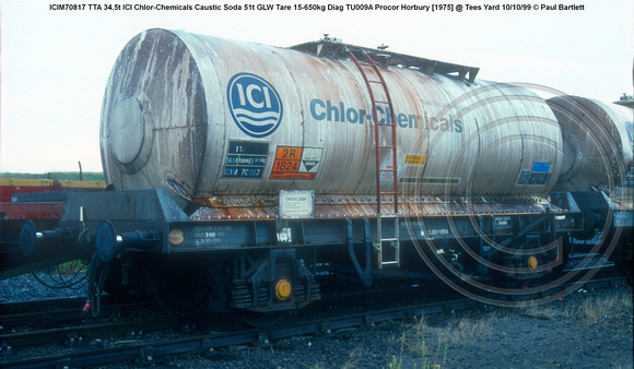 ICIM70817 TTA 34.5t ICI Chlor-Chemicals Caustic Soda Tare 15-650kg Diag TU009A Procor Horbury [1975] @ Tees Yard 99-10-10 © Paul Bartlett w