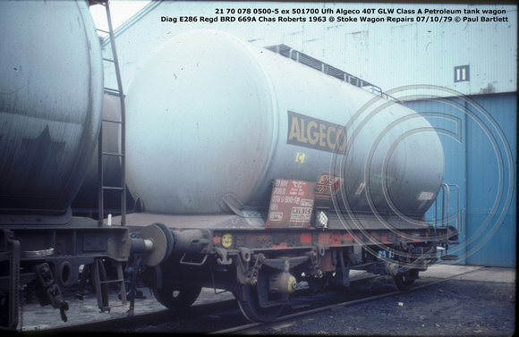 21 70 078 0500-5 ex 501700 Algeco @ Stoke Wagon Repairs 79-10-07 © Paul Bartlett w