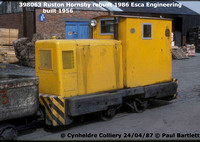 398063 RH narrow gauge Pit head 87-04-24 Cynheidre Colliery © Paul Bartlett [1W]