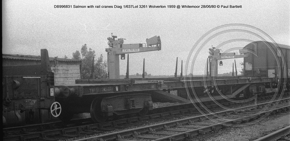 DB996831 rail cranes @ Whitemoor 80-06-28 � Paul Bartlett w