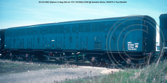 W1310 NMV [Siphon G diag O62 lot 1721 10-1950] COND @ Swindon Works 79-05-19 © Paul Bartlett w