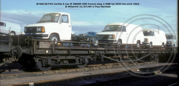 B748728 FVX Carflat A Motorail @ Millerhill 84-07-21 © Paul Bartlett 1w