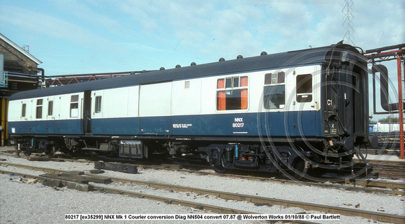 80217 [ex35299] NNX Mk 1 Courier conversion Diag NN504 convert 07.87 @ Wolverton Works 88-10-01 © Paul Bartlett w