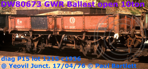 DW80673 Ballast 10t @ Yeovil Junction 76-04-17