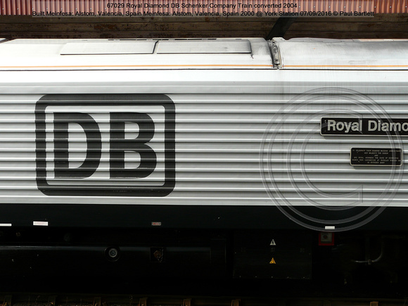 67029 Royal Diamond DB Schenker Company Train converted 2004 Alstom, Spain 2000 @ York Station 2016-09-07 © Paul Bartlett [08w]