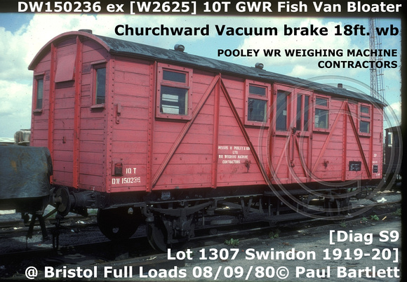 DW150236 [exW2625 Fish] Pooley van @ Bristol Full Loads 80-09-98