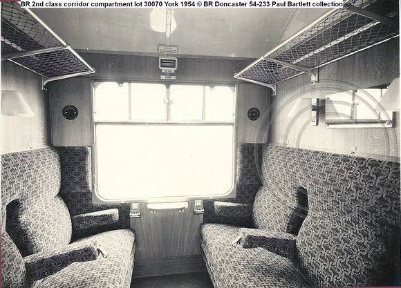 BR 2nd class corridor compartment lot 30070 York 1954 © BR Doncaster 54-233 Paul Bartlett collection w