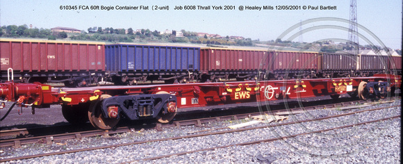 610345 FCA 60ft Bogie Container Flat (2-unit) @ Healey Mills 2001-05-12 © Paul Bartlett w