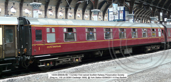 13230 [99828] Mk 1 Corridor First owned Scottish RPS @ York Station 2011-08-02 � Paul Bartlett [1w]
